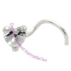 Claw Set Heart Jewel - Clear  - Silver Nose Stud